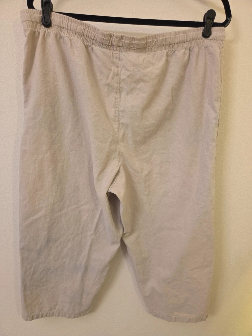 Women's Relaxed Cotton Drawstring Cropped Pants - Beige - Picture 3 of 5
